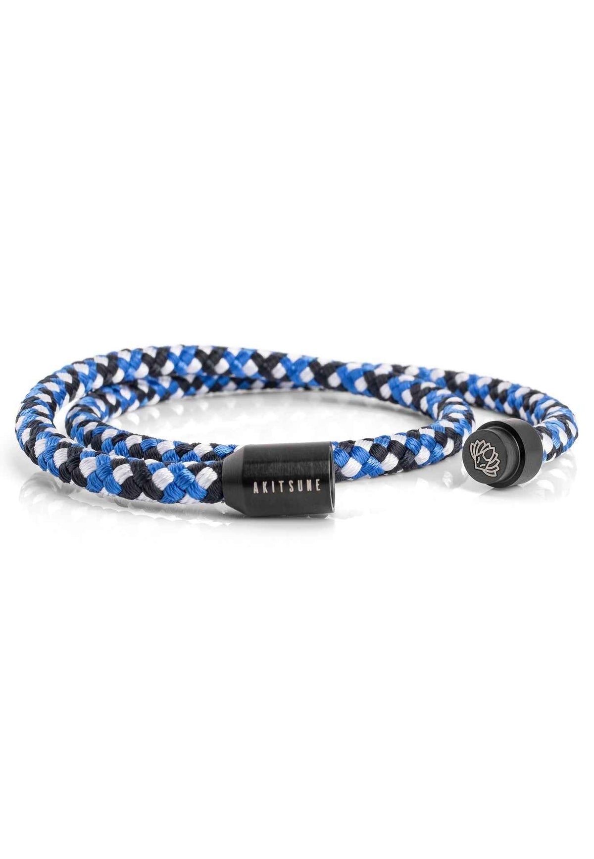 Mare Nylon Bracelet Matte Black - Blue-White