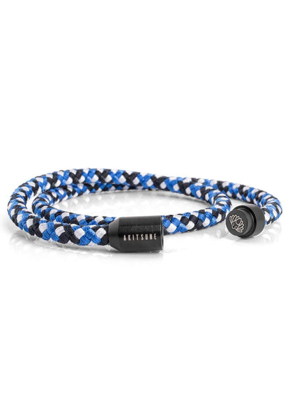 Mare Nylon Bracelet Matte Black - Blue-White