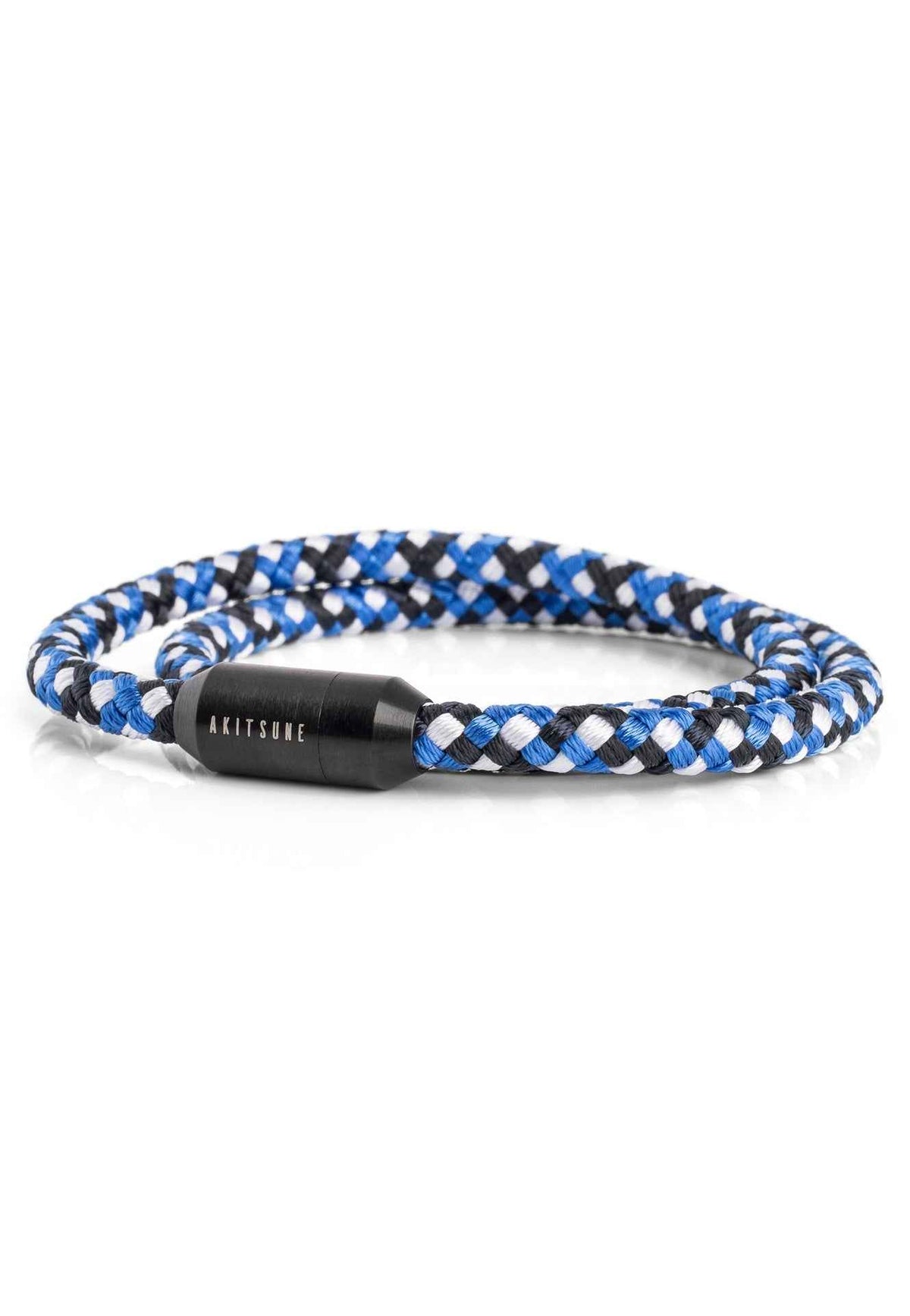 Mare Nylon Bracelet Matte Black - Blue-White
