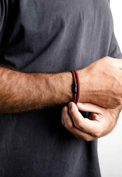Mare Nylon Bracelet Matte Black - Maroon