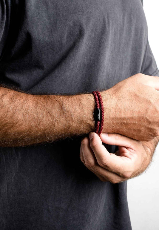Mare Nylon Bracelet Matte Black - Maroon