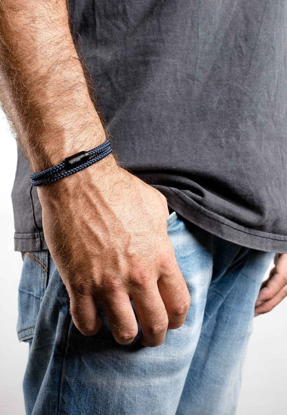 Mare Nylon Bracelet Matte Black - Navyblue