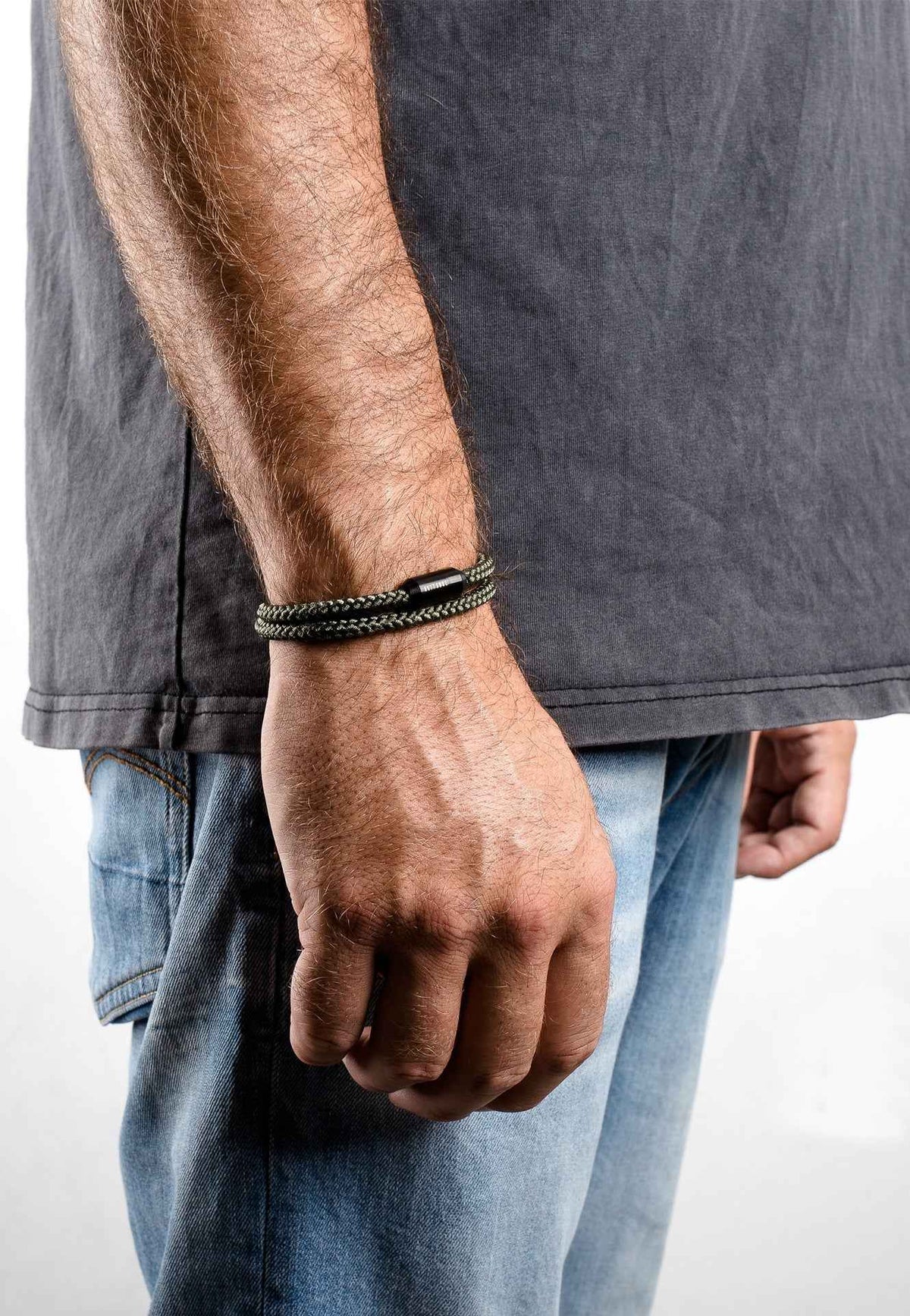 Mare Nylon Bracelet Matte Black - Olive