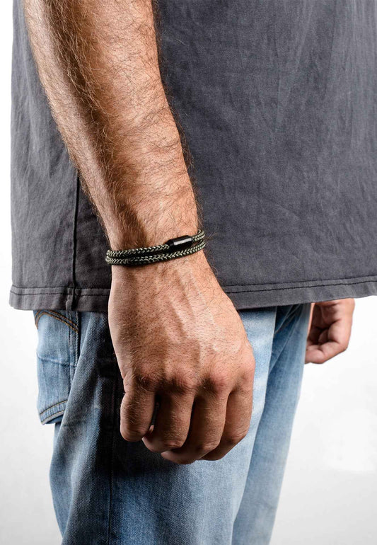 Mare Nylon Bracelet Matte Black - Olive