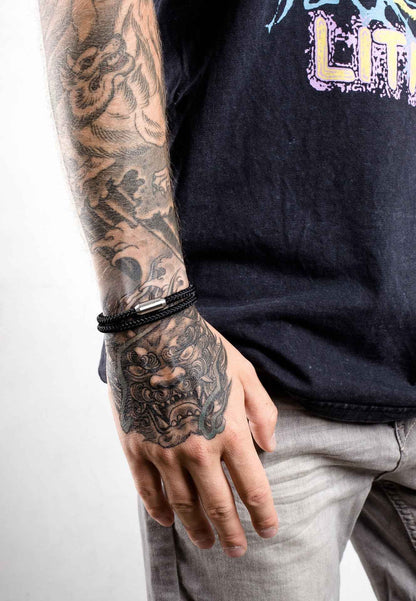 Mare Nylon Bracelet Matte Silver - Black