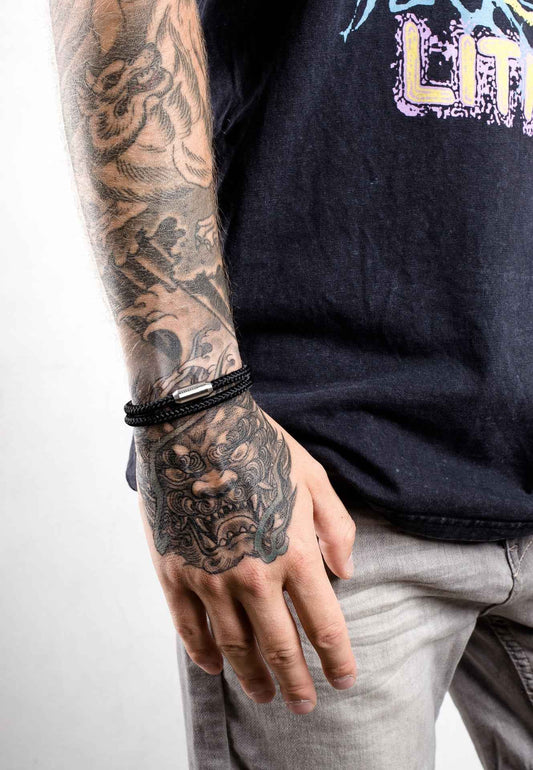 Mare Nylon Bracelet Matte Silver - Black