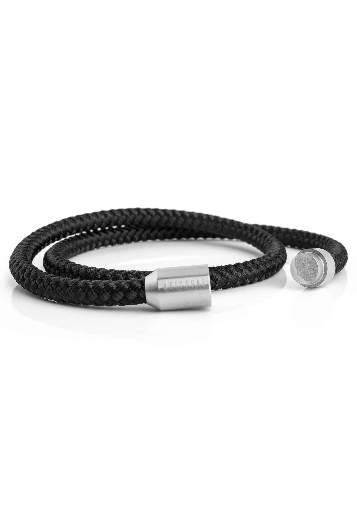 Mare Nylon Bracelet Matte Silver - Black
