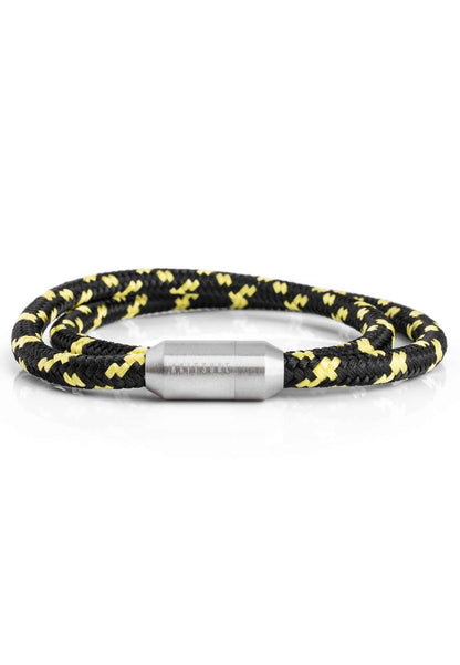 Mare Nylon Bracelet Matte Silver - Black-Yellow