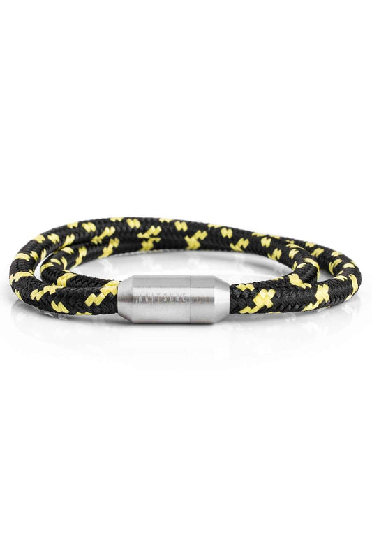 Mare Nylon Bracelet Matte Silver - Black-Yellow