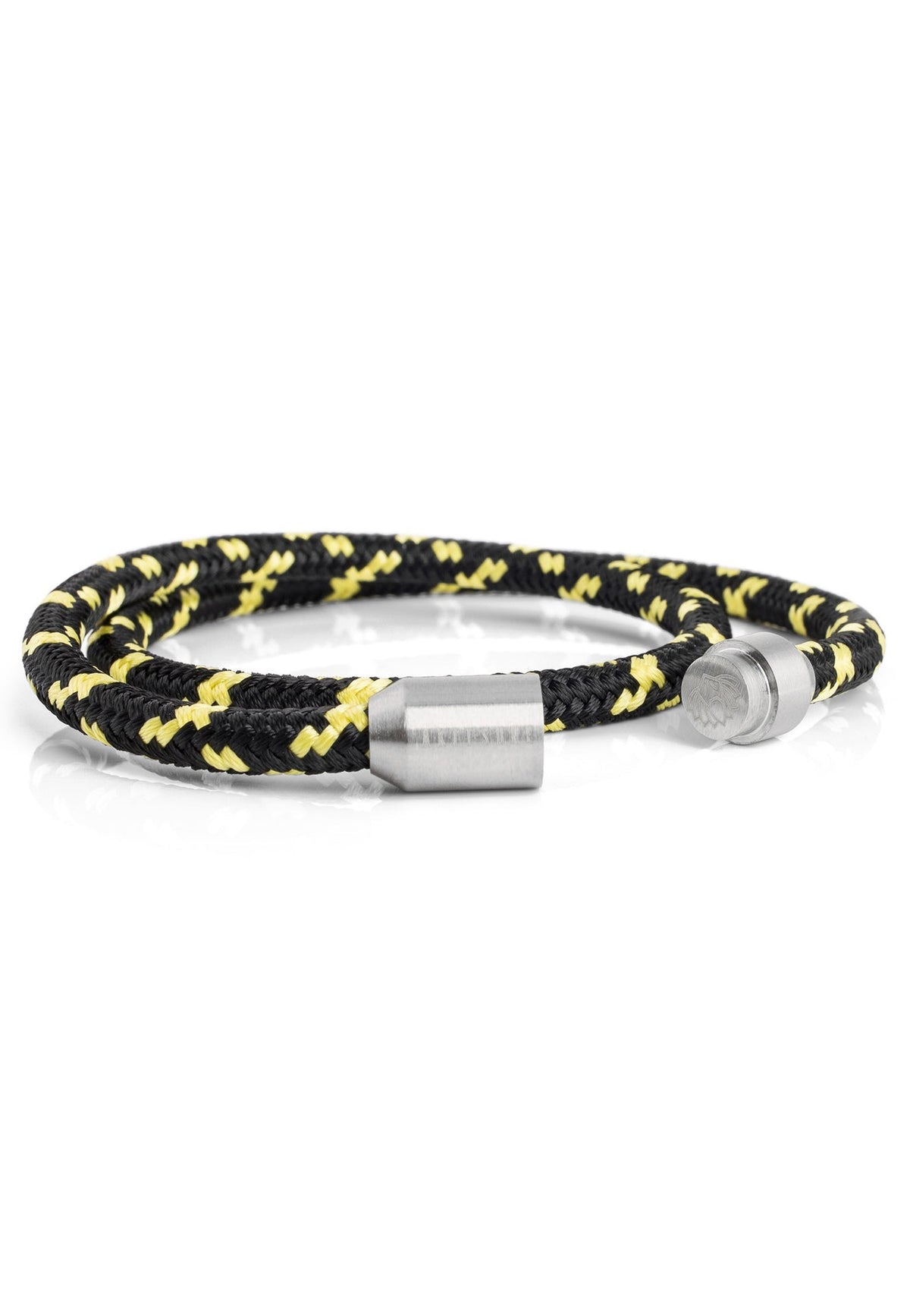 Mare Nylon Bracelet Matte Silver - Black-Yellow