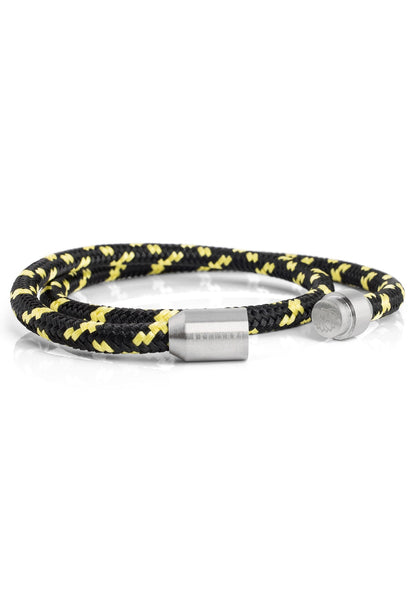 Mare Nylon Bracelet Matte Silver - Black-Yellow