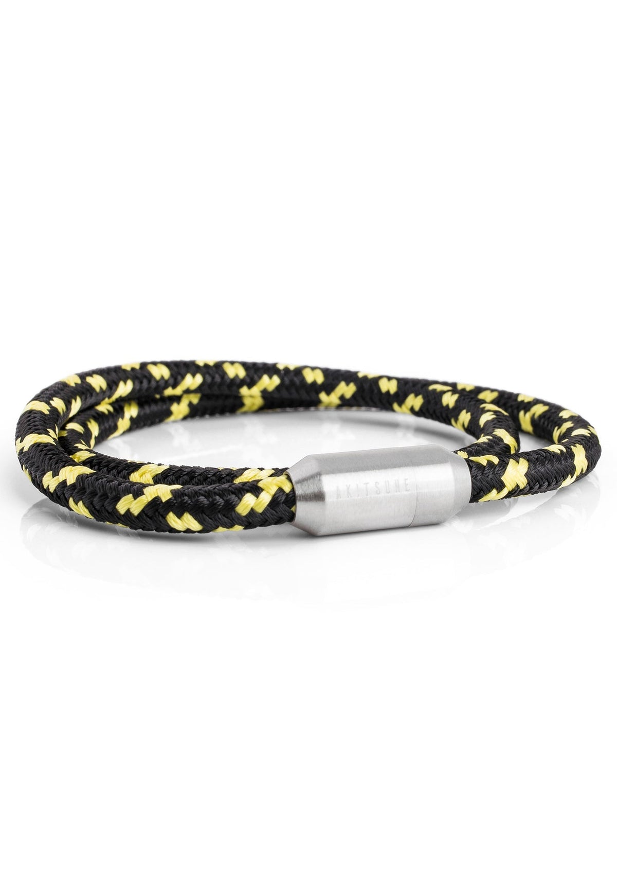 Mare Nylon Bracelet Matte Silver - Black-Yellow