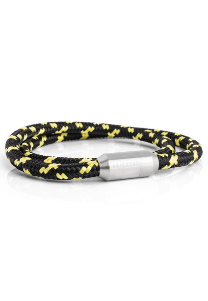Mare Nylon Bracelet Matte Silver - Black-Yellow