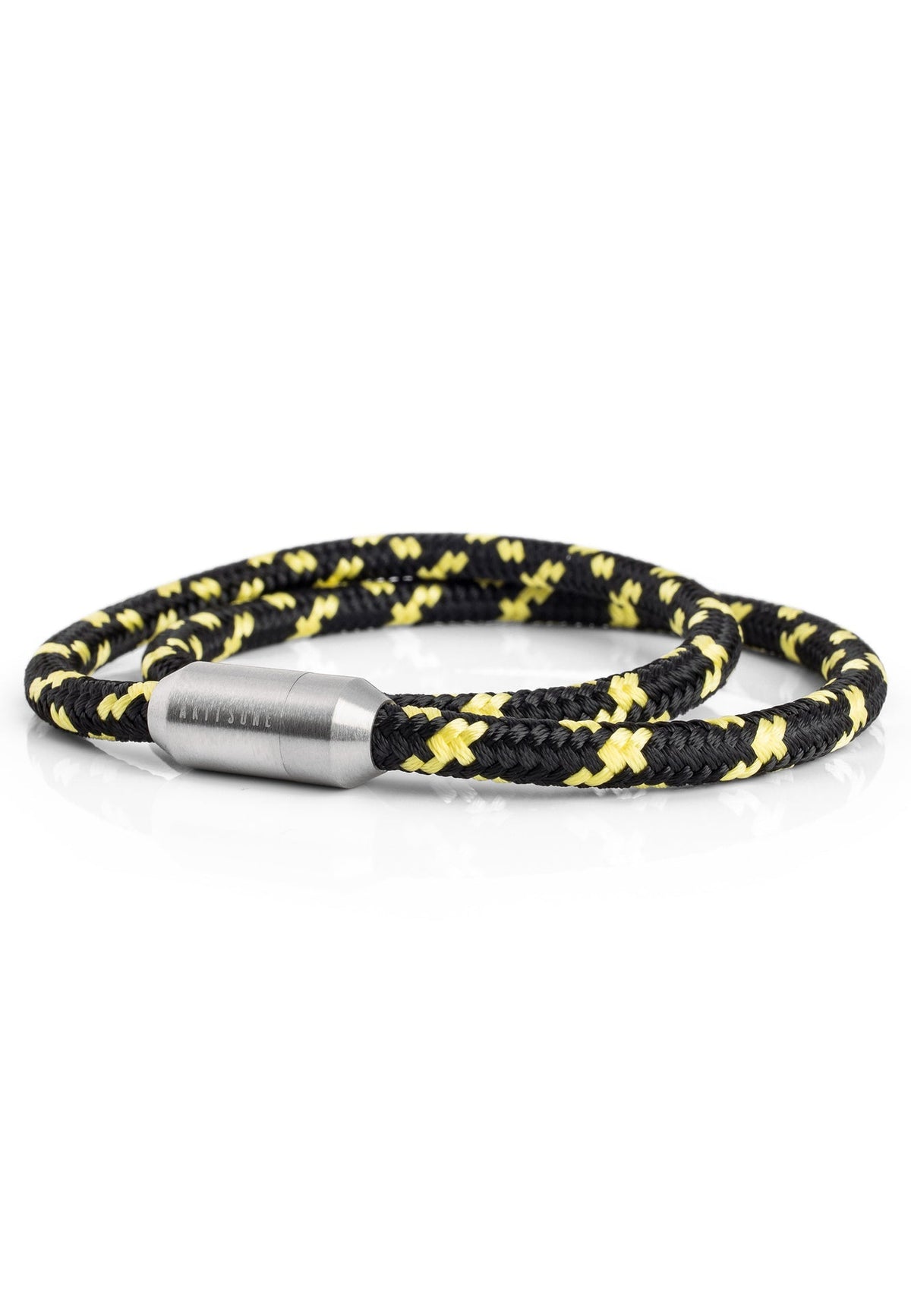 Mare Nylon Bracelet Matte Silver - Black-Yellow