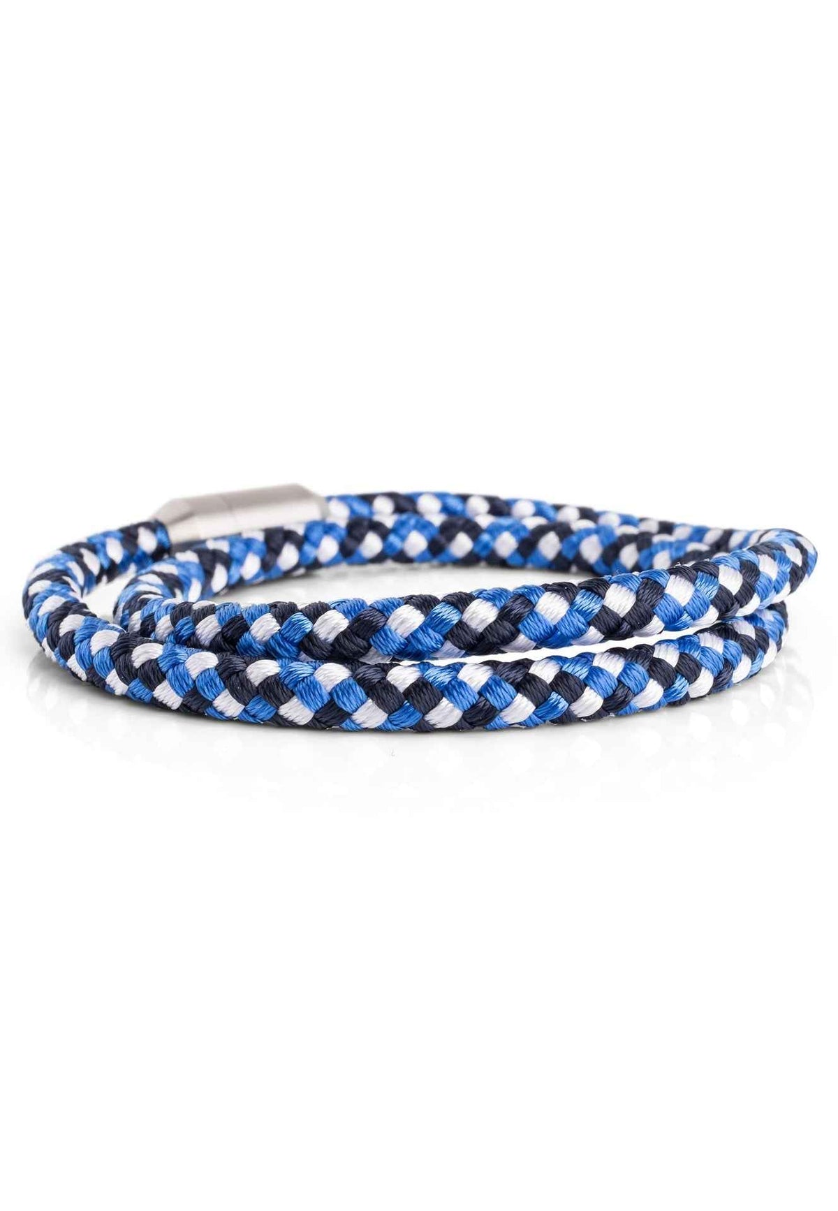 Mare Nylon Bracelet Matte Silver - Blue-White