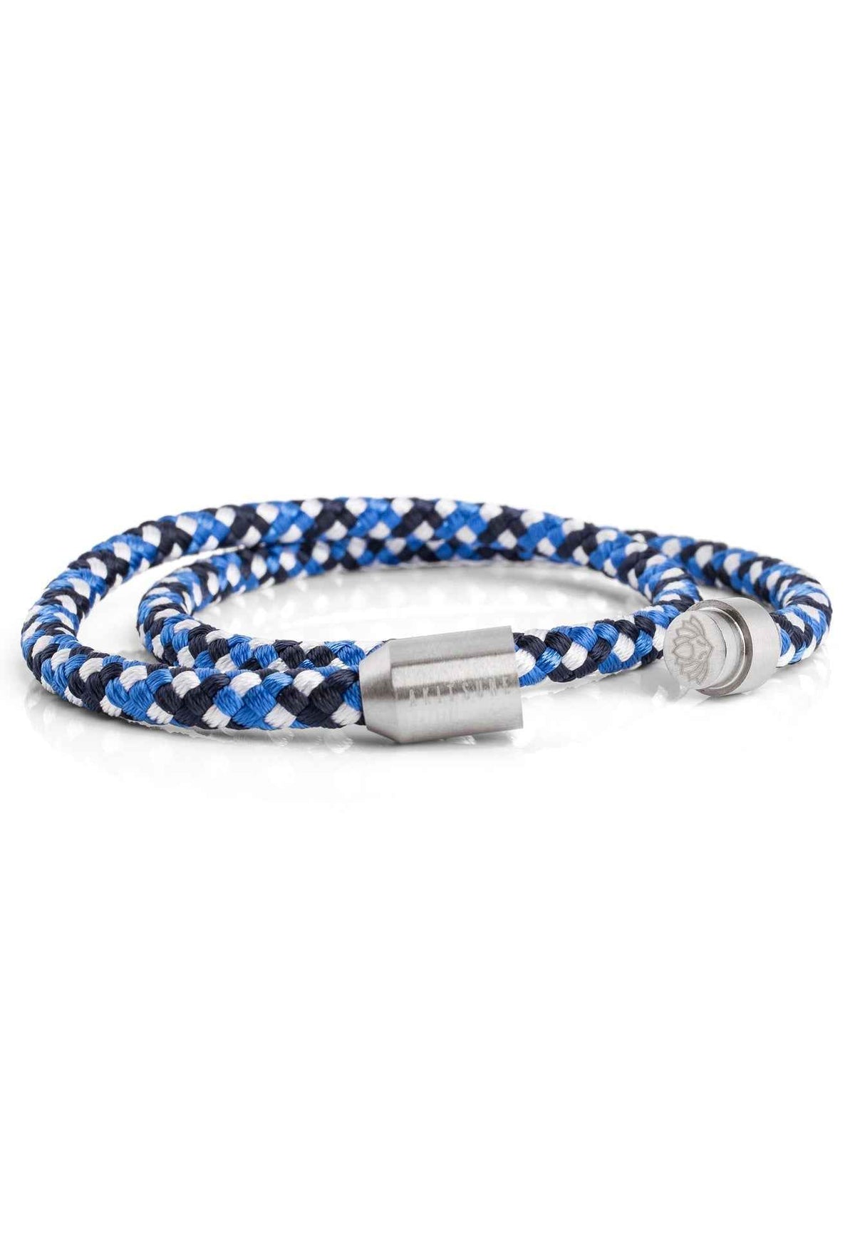 Mare Nylon Bracelet Matte Silver - Blue-White