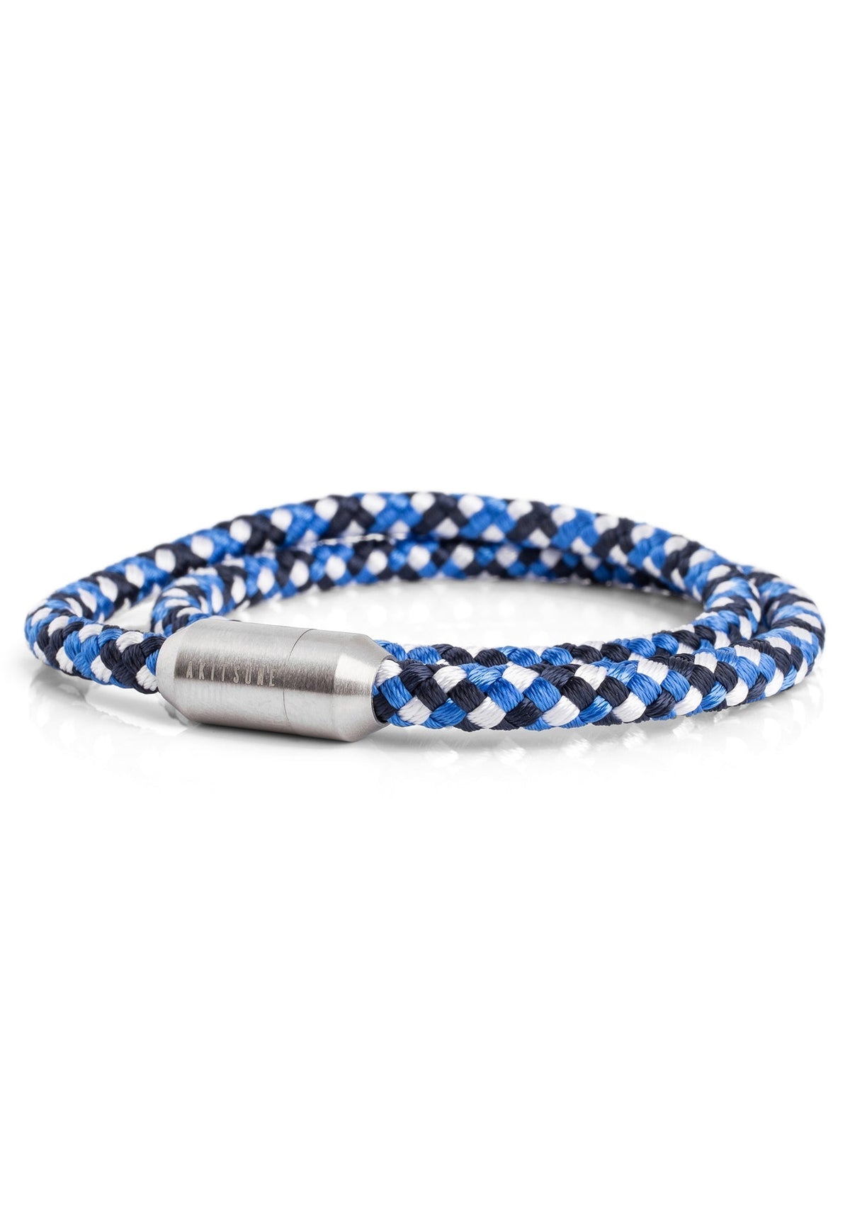 Mare Nylon Bracelet Matte Silver - Blue-White