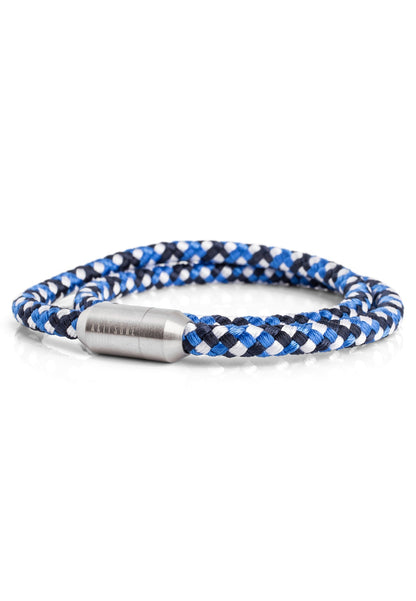 Mare Nylon Bracelet Matte Silver - Blue-White