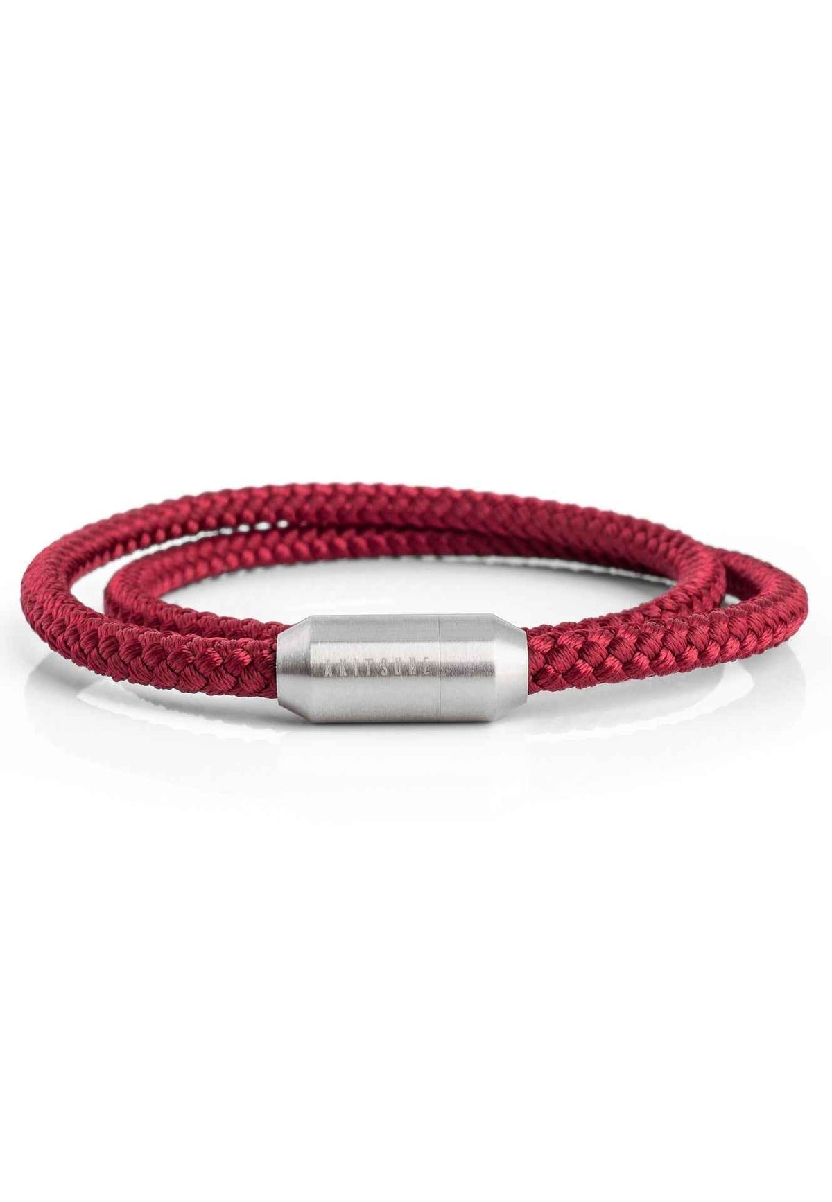 Mare Nylon Bracelet Matte Silver - Maroon