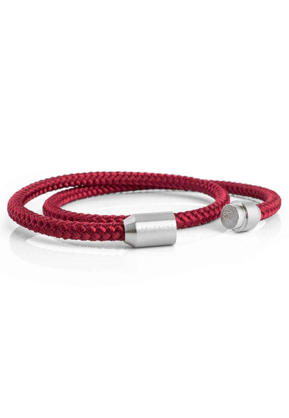 Mare Nylon Bracelet Matte Silver - Maroon