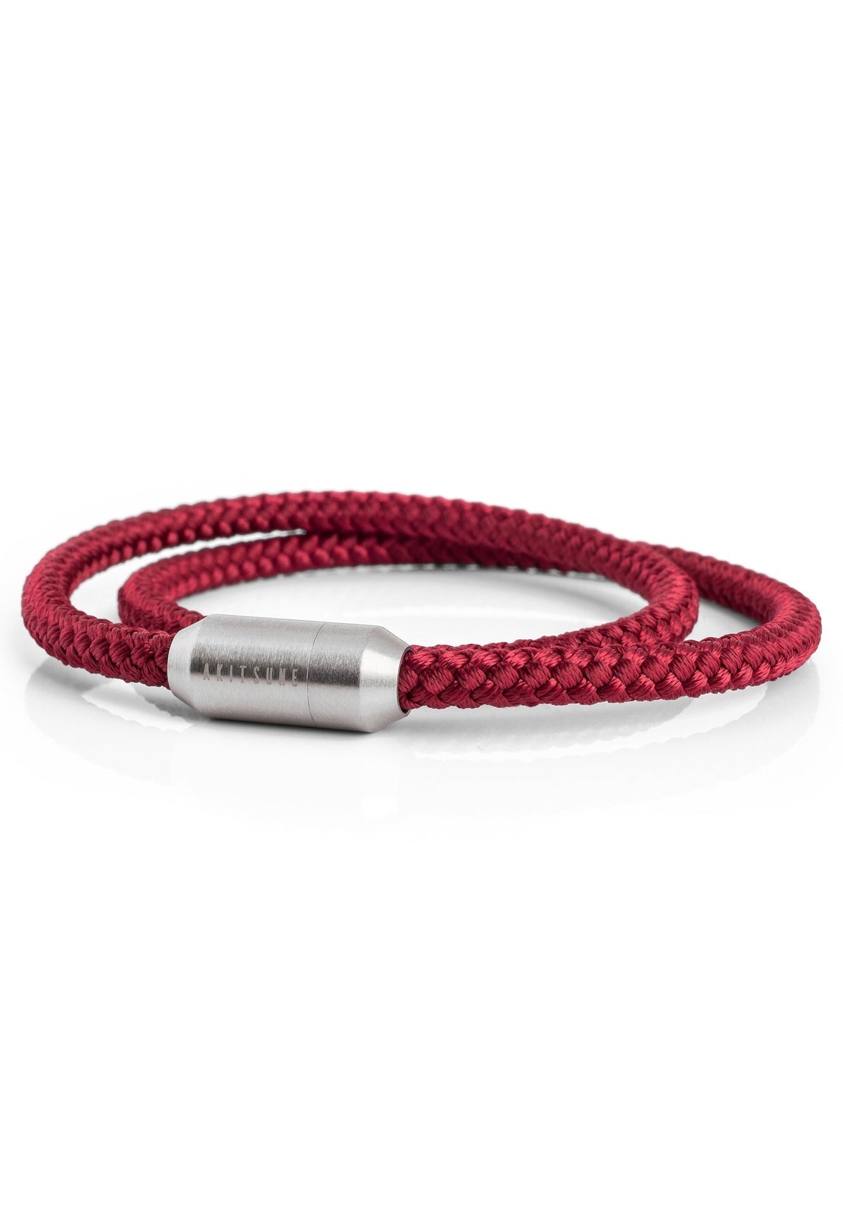 Mare Nylon Bracelet Matte Silver - Maroon