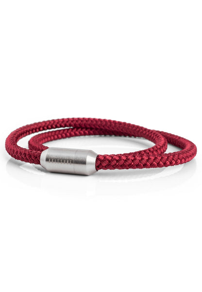 Mare Nylon Bracelet Matte Silver - Maroon