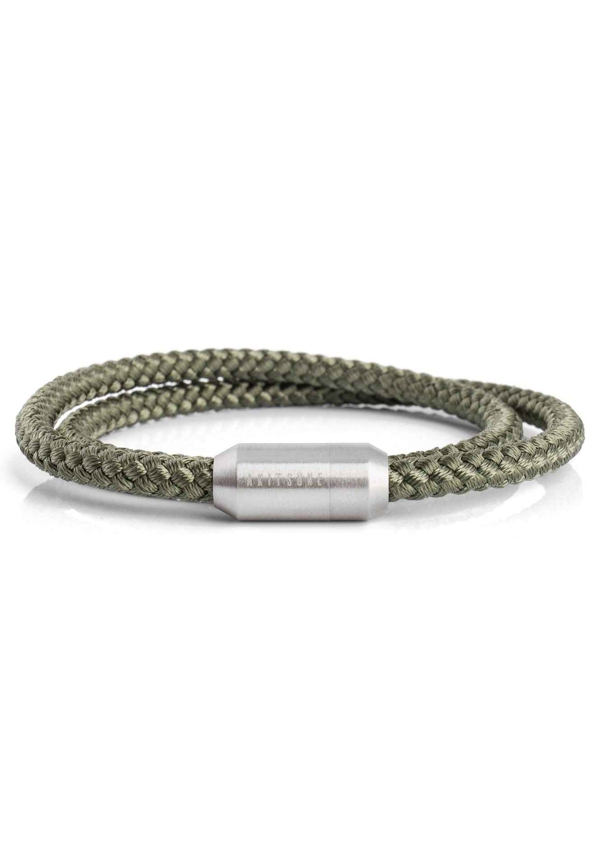 Mare Nylon Bracelet Matte Silver - Olive