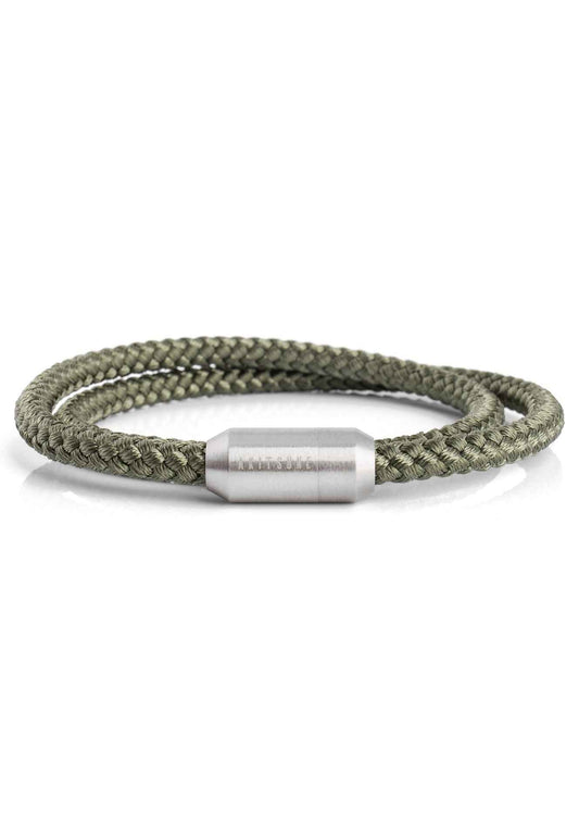 Mare Nylon Bracelet Matte Silver - Olive