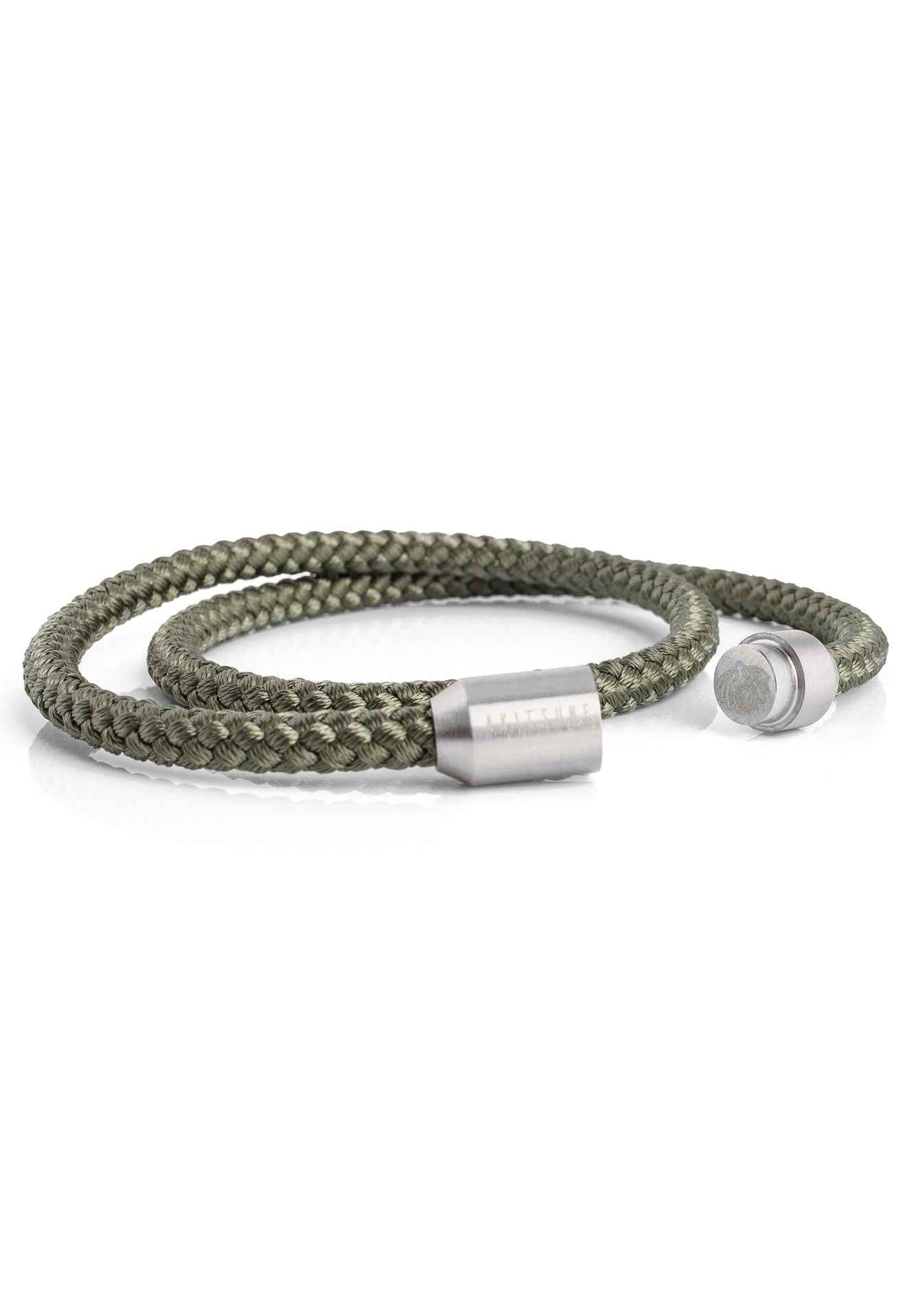 Mare Nylon Bracelet Matte Silver - Olive