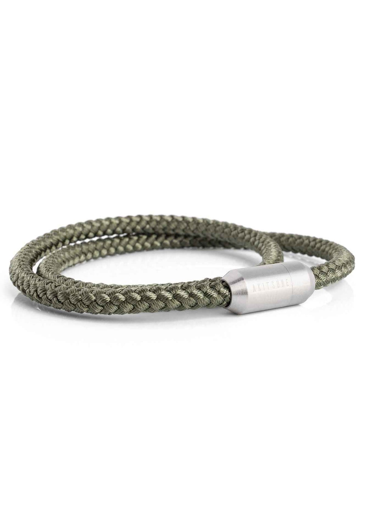 Mare Nylon Bracelet Matte Silver - Olive