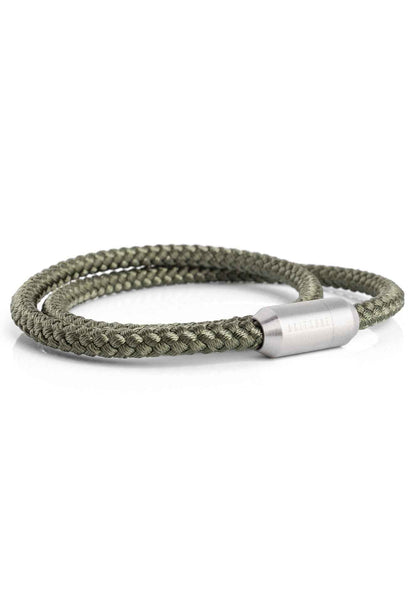 Mare Nylon Bracelet Matte Silver - Olive