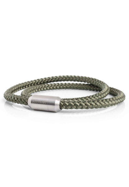 Mare Nylon Bracelet Matte Silver - Olive