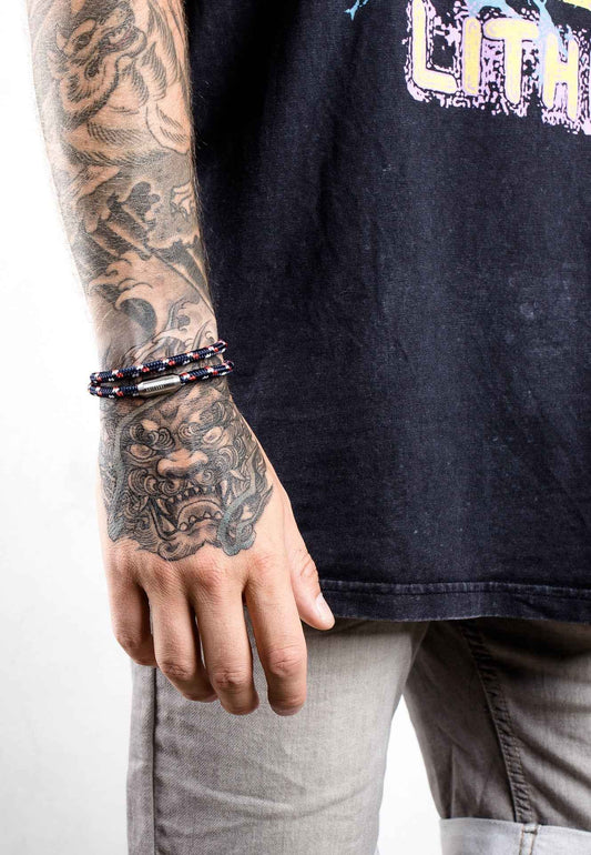 Mare Nylon Bracelet Matte Silver - Blue-Multicolor