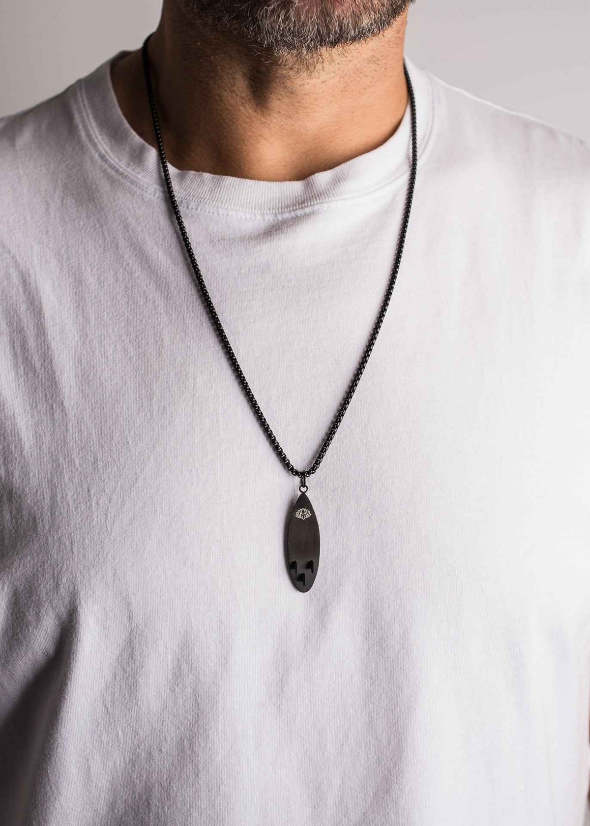 Nalu Surf Board Pendant / Necklace Matte Black 70 cm