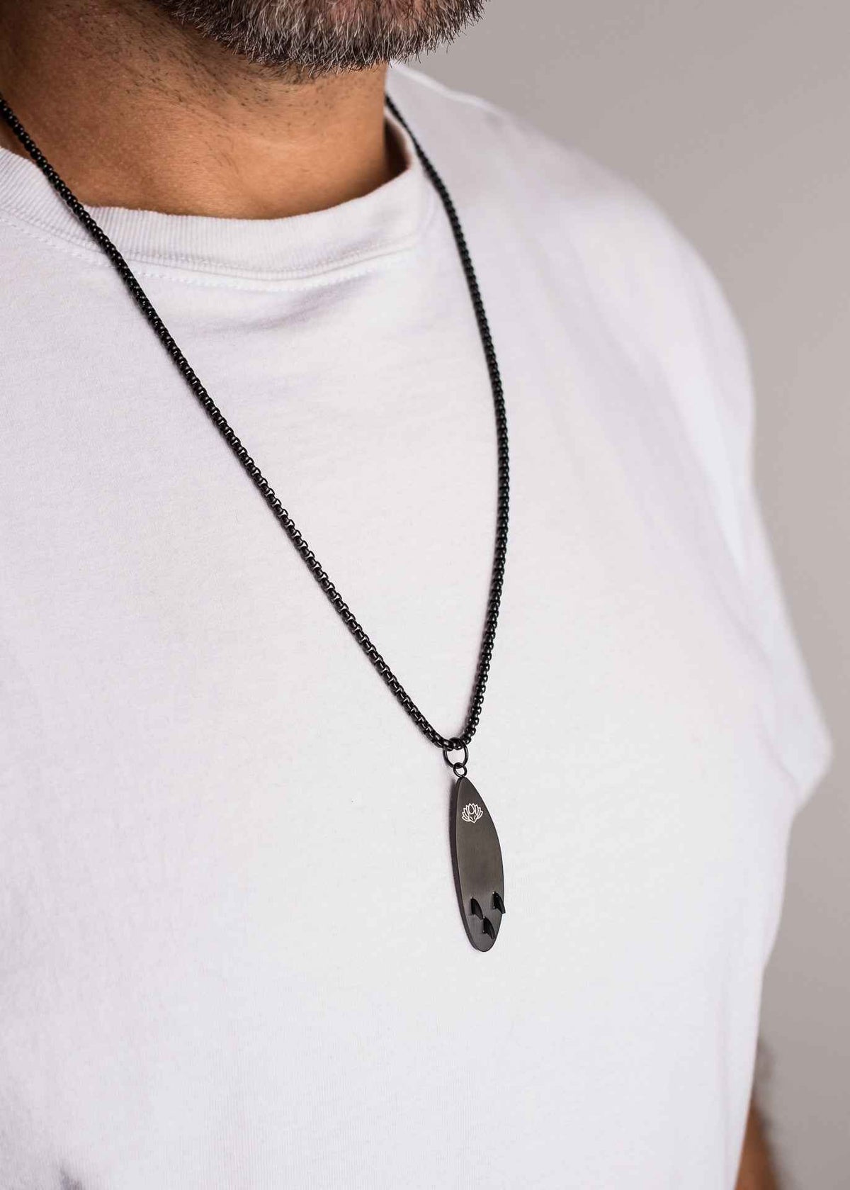 Nalu Surf Board Pendant / Necklace Matte Black 70 cm