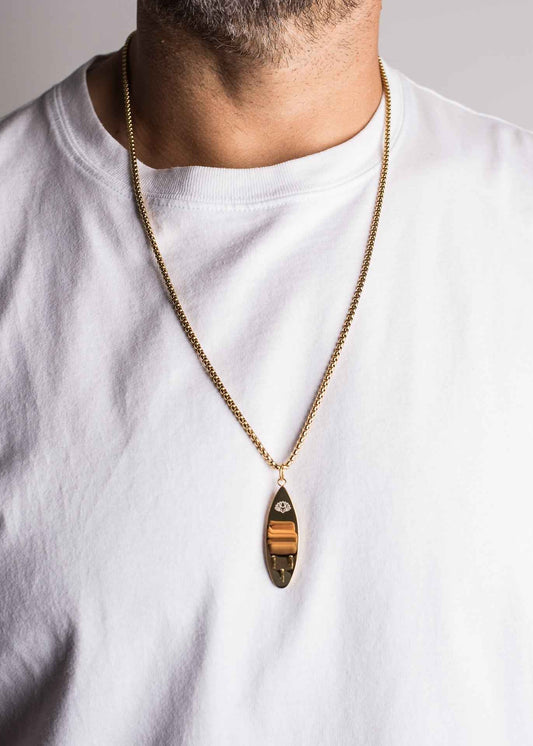 Nalu Surf Board Pendant / Necklace Gold 70 cm
