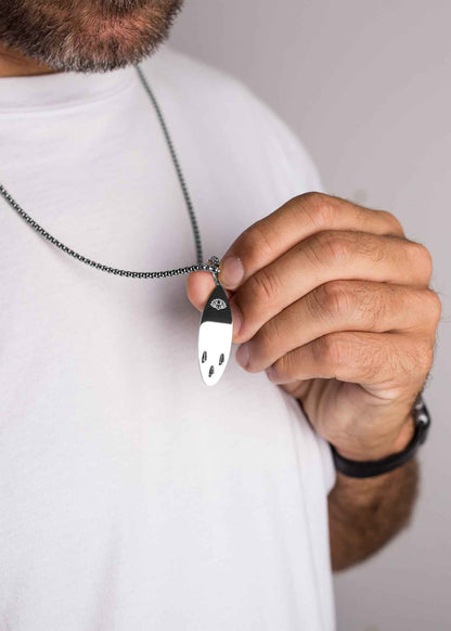 Nalu Surf Board Pendant / Necklace Silver 70 cm