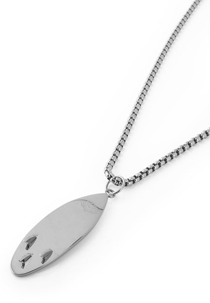 Nalu Surf Board Pendant / Necklace Silver 70 cm