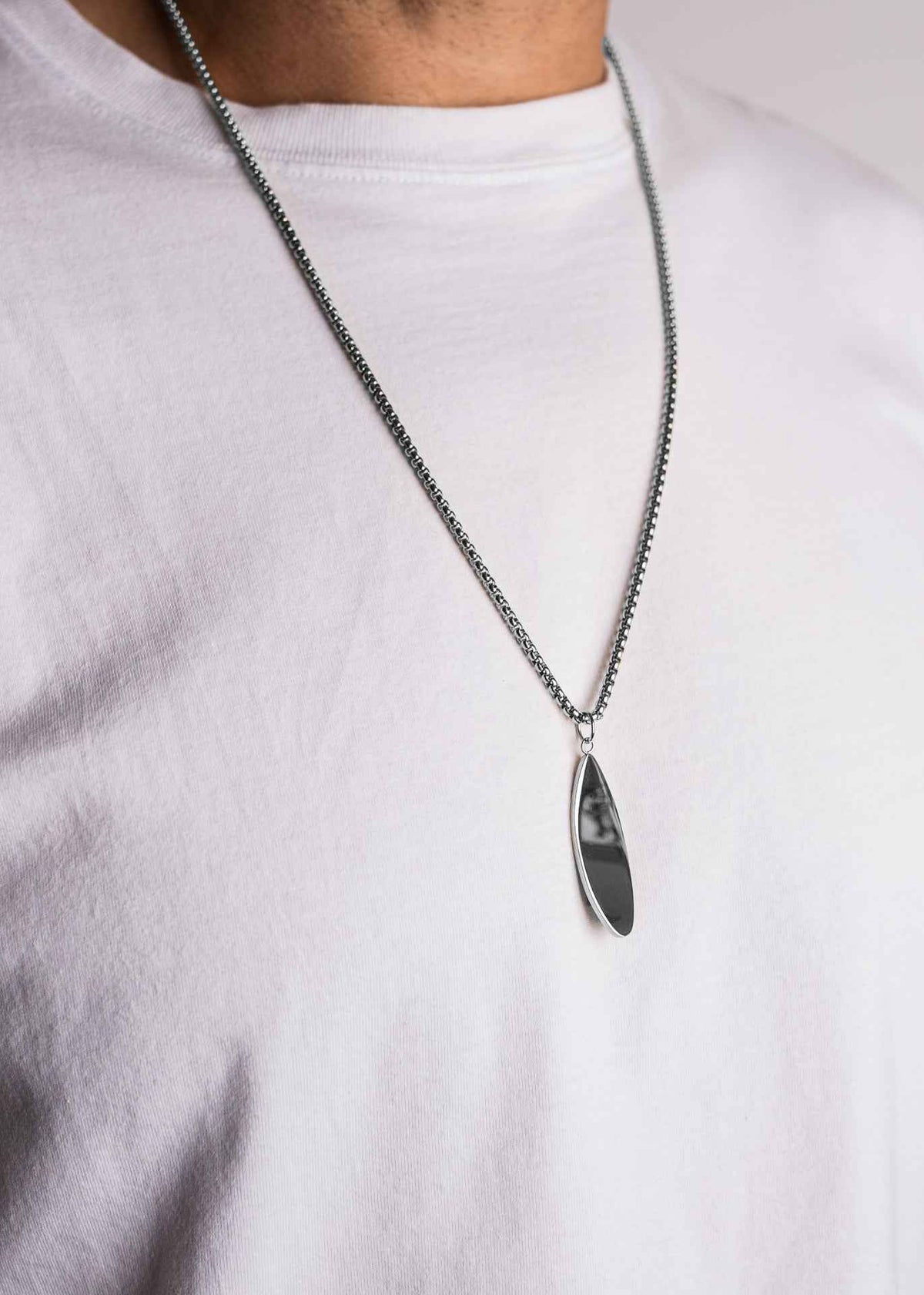 Nalu Surf Board Pendant / Necklace Silver 70 cm