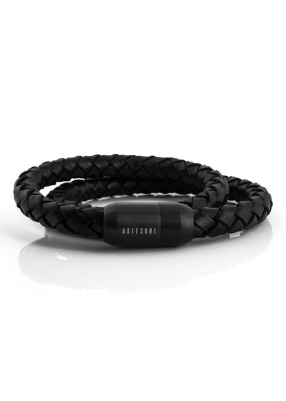 Navis Leather Bracelet Black-Black