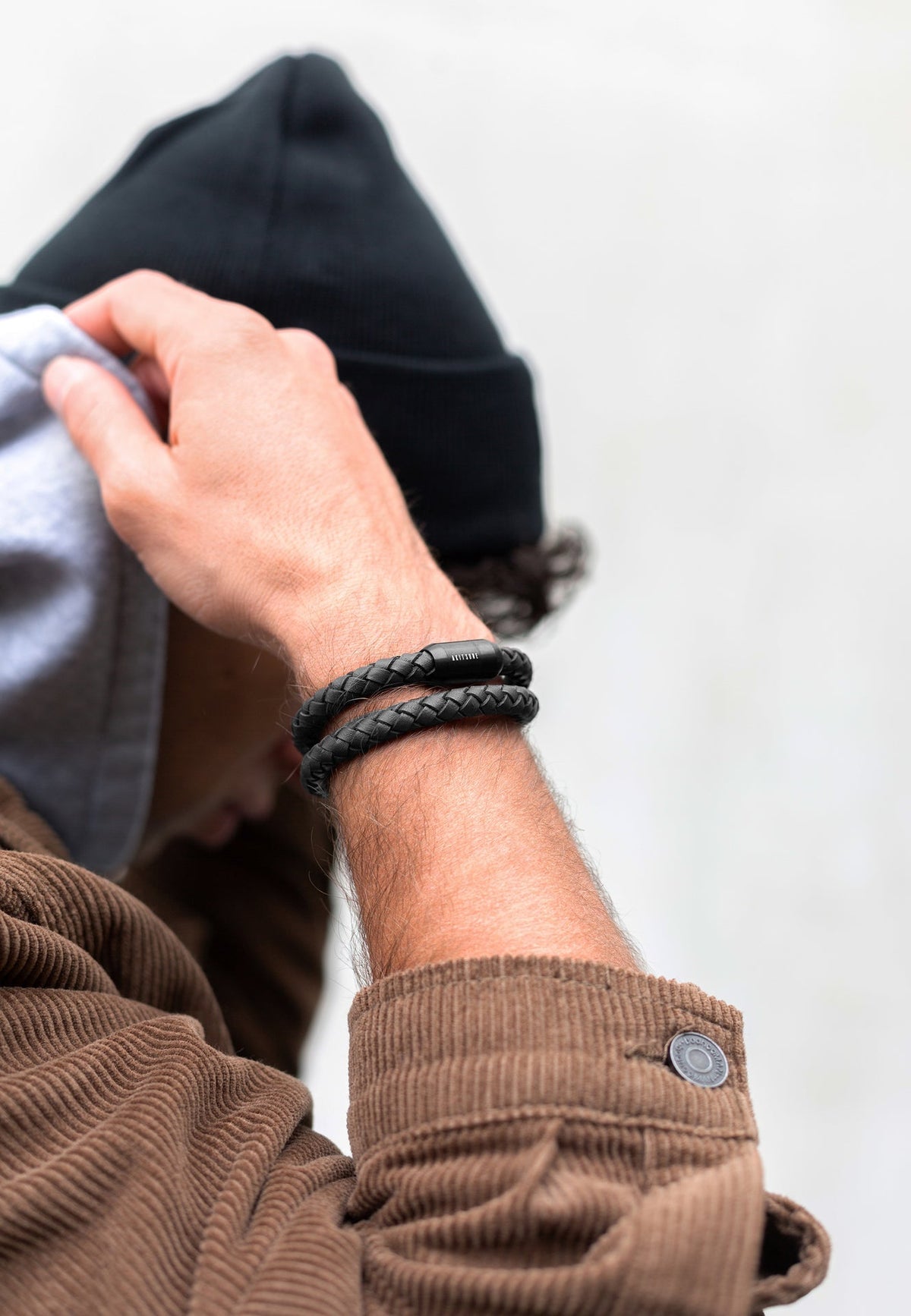 Navis Leather Bracelet Black-Black