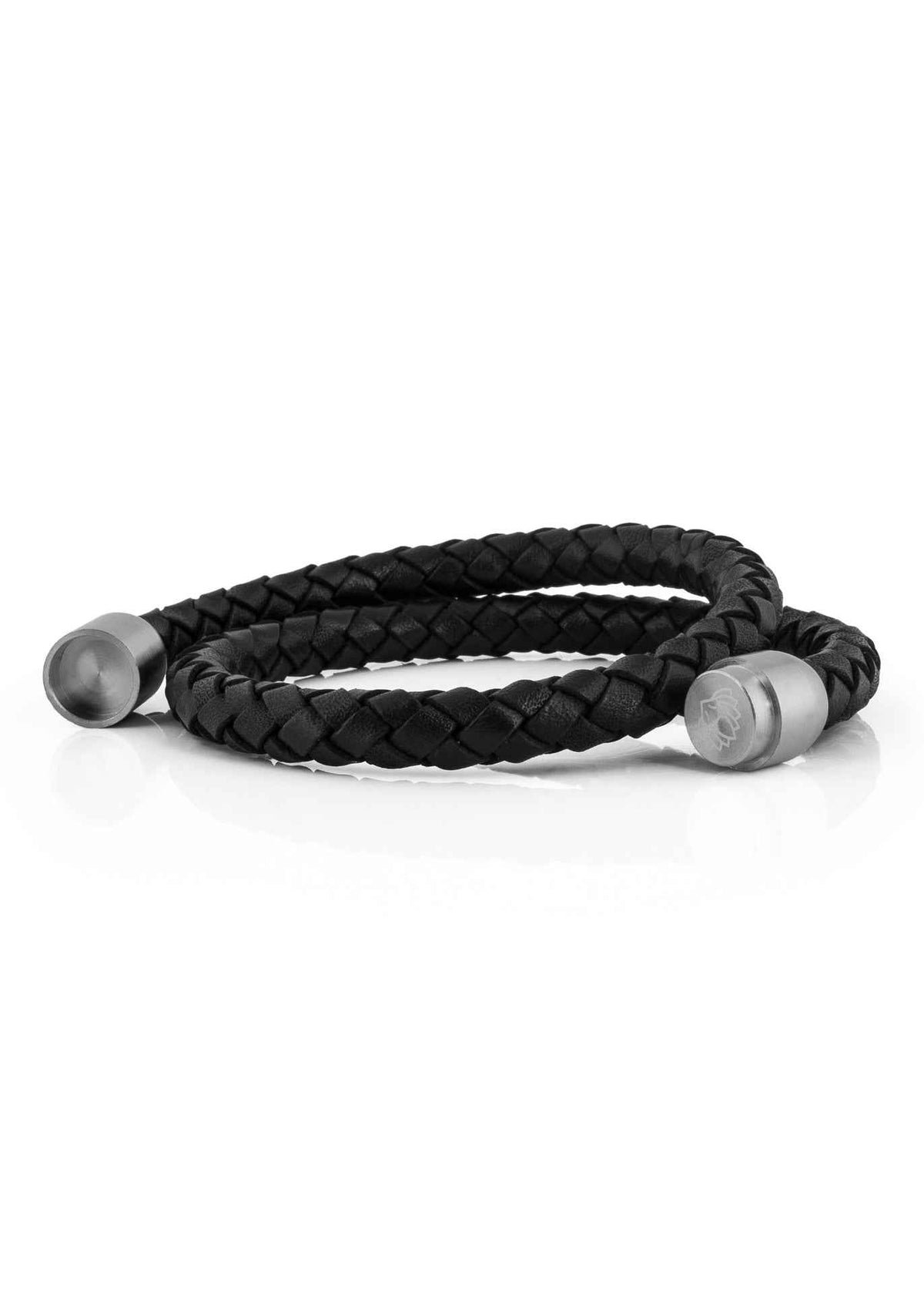 Navis Leather Bracelet Silver-Black