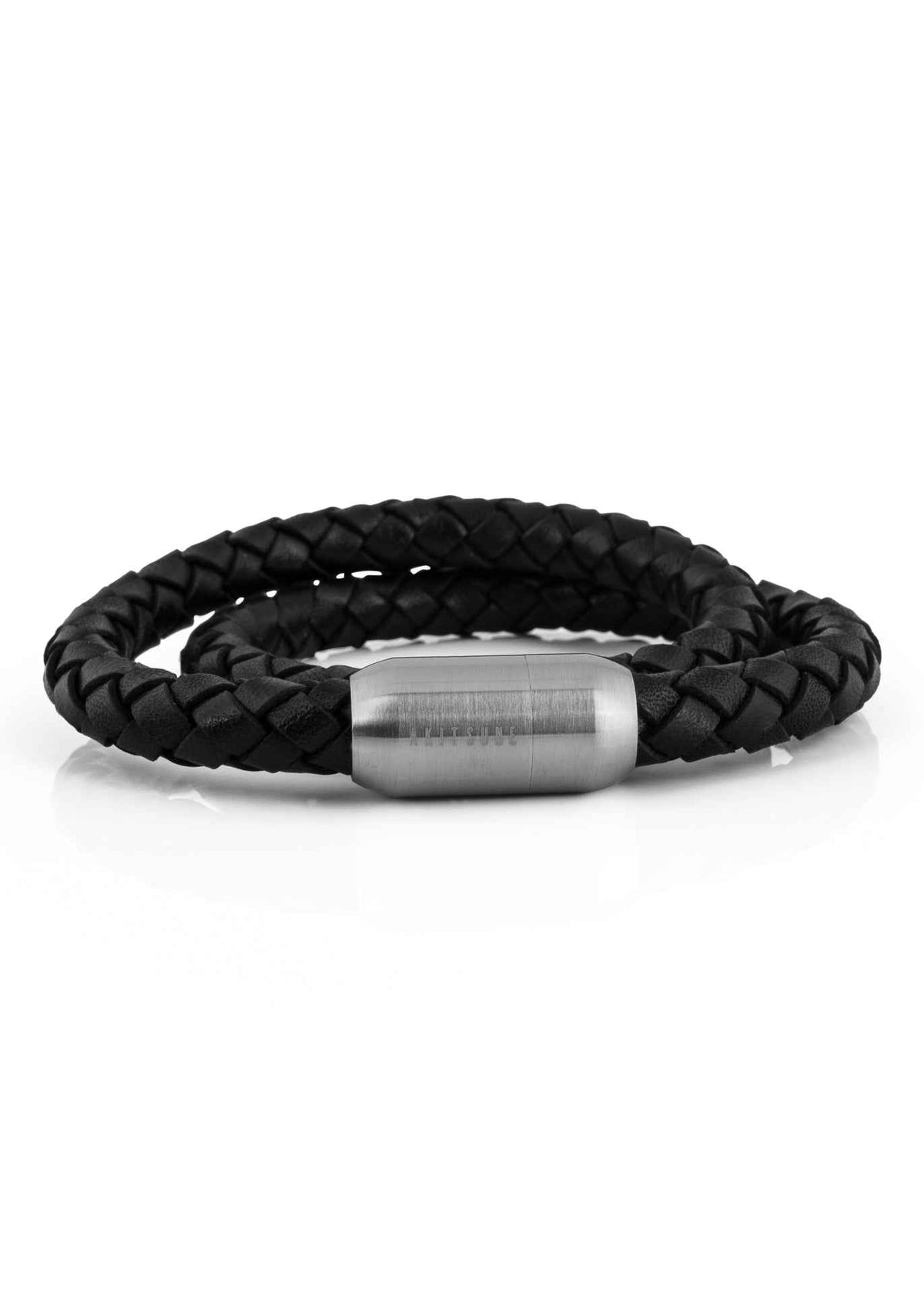 Navis Leather Bracelet Silver-Black