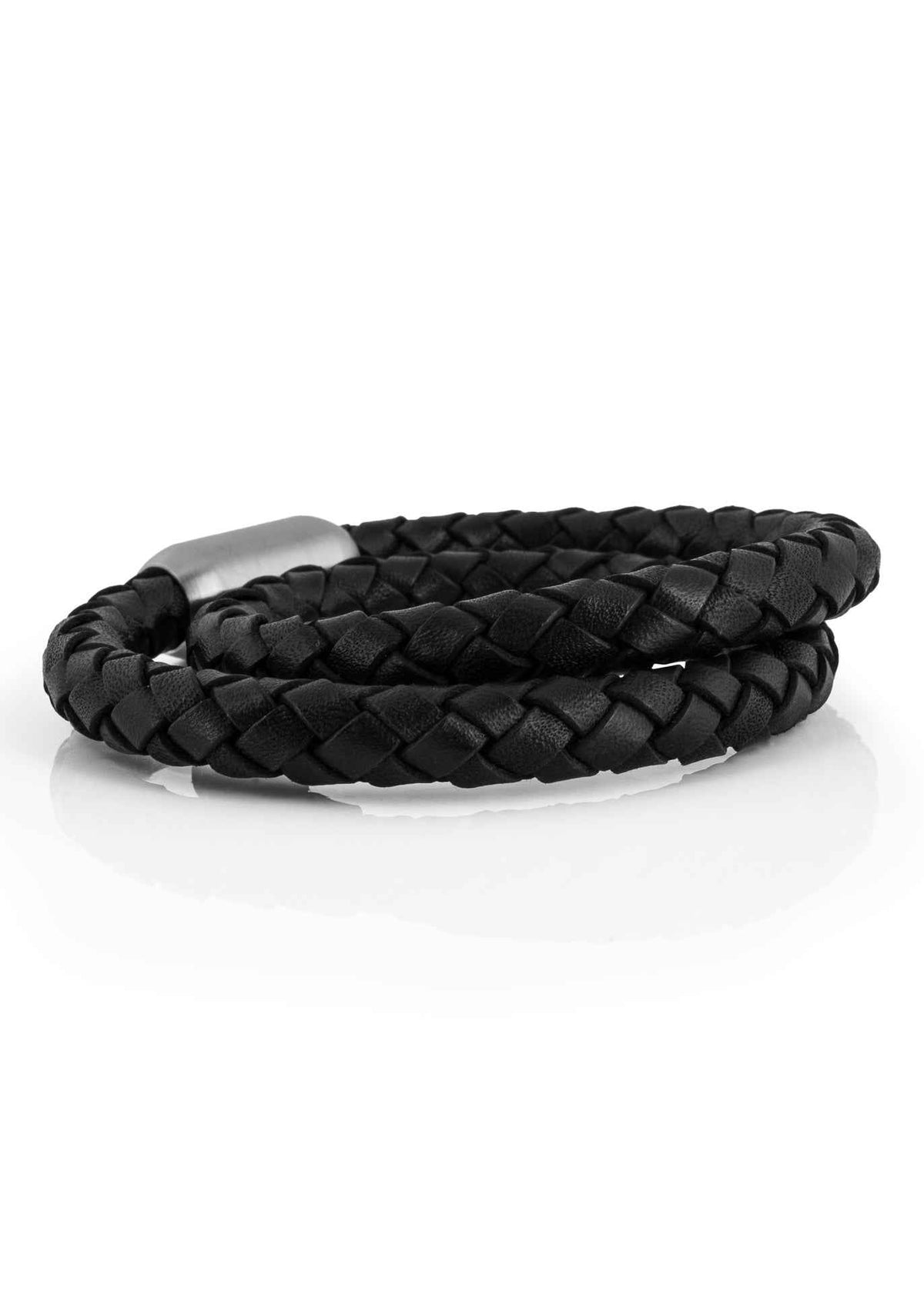 Navis Leather Bracelet Silver-Black