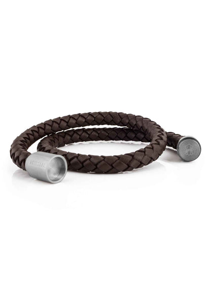 Navis Leather Bracelet Silver-Brown