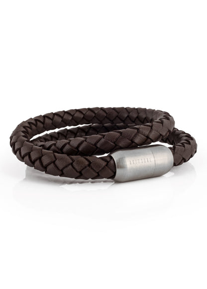 Navis Leather Bracelet Silver-Brown