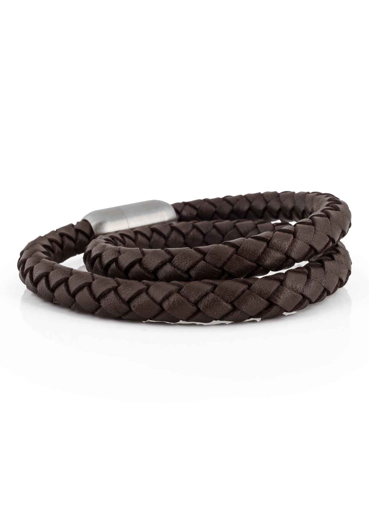 Navis Leather Bracelet Silver-Brown