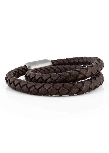 Navis Leather Bracelet Silver-Brown