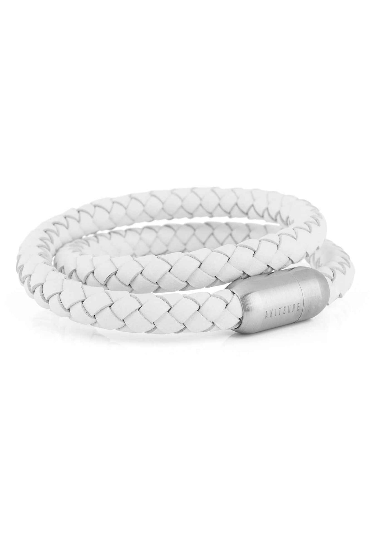 Navis Leather Bracelet Silver-White