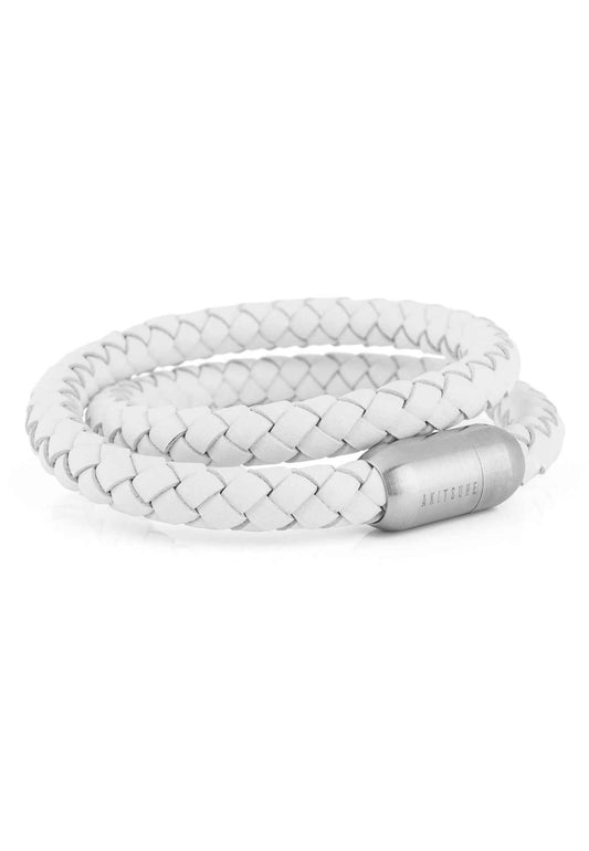 Navis Leather Bracelet Silver-White